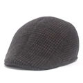 Dark brown houndstooth wool newsboy cap for men featuring winter thermal lining - L(58-60cm) / Dark Gray