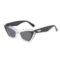 Cat eye sunglasses featuring transparent two-tone frames with golden rivet details - Transparent Black Frame Black Gray Lens
