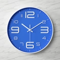 Modern 30CM silent wall clock with royal blue dial and 3D white numeric display - Type A Large Numbers Blue