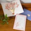 3D pop-up lily flower greeting card set with light blue envelope and sticker HK8018-C - Style C-Pink Flower Sea