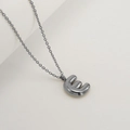 Polished silver bubble letter E pendant on a delicate stainless steel chain - Letter E / Silver