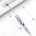 Creative plastic beaded pen with black and white cow print and metal accents - Black and White Cow Spots (20)