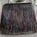 20cm colorful metallic tinsel fringe trim with iridescent laser finish for costumes - Multicolor