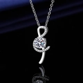Silver treble clef musical note pendant necklace with large sparkling central diamond - Xl-149 [with Cross Chain]