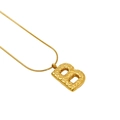 Golden snake chain necklace featuring a textured letter B pendant with a hammered finish - Letter B