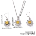 Detailed dimensions of snowflake jewelry set with necklace and earrings measurements - Yellow Style (KSS00078-6)