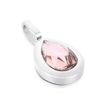 Polished silver titanium steel pendant featuring a pink pear-cut crystal teardrop - Silver Pink Water Drop (KP100785-K)