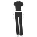Completo nero due pezzi in maglia a costine con top corto e pantaloni a zampa da donna - Taglia S / Nero