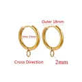 14mm inner diameter gold titanium steel hoop earrings with vertical hanging ring detail - Cross Gold - Inner 14mm Outer 18mm
