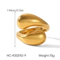Vue détaillée d'une bague en acier inoxydable plaqué or 18k avec dimensions et poids. - Style de Flux Organique à Deux Têtes (HC-R30592-9)