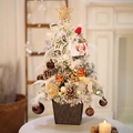 Mini albero di Natale da tavolo con luci LED, cedro innevato e base in feltro grigio - Set Lusso Albero Innevato 50cm