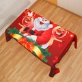 Draufsicht auf rote Weihnachts-Tischdecke mit Weihnachtsmann- und Rentier-Motiven - M / Weihnachtsmann und Rentier / Tischdecke