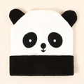 Winter unisex knit panda hat for kids featuring cute ear accents and soft warm texture - One Size / Black