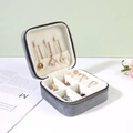 Gray velvet jewelry organizer box with zipper for rings and necklaces storage - Gray