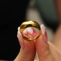 Detailed view of luxury 18k gold plated ring featuring unique hammered metal texture - US 6 / Irregular Gold