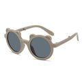 Lunettes de soleil pliables beiges pour enfants avec oreilles d'ours et verres mats - Gris