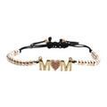 Bracciale MOM intrecciato regolabile con ciondolo a cuore dorato e perle in metallo colorate - Perle d'oro Miste Corda Nera MOM