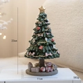 Carillon albero di Natale vintage verde con fiocchi rosa e altezza di 23cm - Albero di Natale Musicale Rotante con Orso