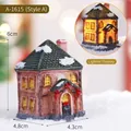 Leuchtendes Miniatur-Weihnachtshaus in Rot mit Schneedach und LED-Licht, Modell A-1615 - Stil A