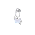 Detailed view of silver butterfly navel clip with sparkling zircons and U-shaped non-pierced design - Silver Butterfly Star Style (FBR24011004)