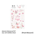 Waterproof PET peach blossom floral stickers for journaling and DIY scrapbooking 105x150mm - Peach Blossom (1 Sheet)