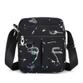 Crossbody bag in black nylon with colorful splash ink and abstract letter patterns - H101 Graffiti Letters Style / Black