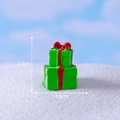 Miniature green Christmas gift box with red ribbon for micro landscape DIY snow globe decor - No. 19 Two Gift Boxes