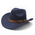 Chapeau fedora en feutre bleu marine avec ceinture en cuir et boucles dorées - M (56-59cm) / Bleu marine