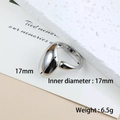 Polished stainless steel teardrop open ring in silver finish, inner diameter 17mm - 17mm / Silver