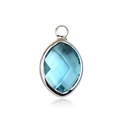 Marquise cut blue glass pendant with silver frame and top bail for jewelry making - Silver - March