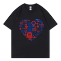 Camiseta negra de algodón para adultos con estampado gráfico americano y corte holgado - XS / Negro