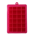 Pink 24-cavity silicone ice cube tray with square molds and integrated hanging hole - 24 Grids / Rose Red (No Lid)