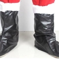 Schwarze Weihnachtsmannstiefel aus Kunstleder mit weißem Kunstfellbesatz für Kostüme - Weihnachtsmann Stiefelüberzug