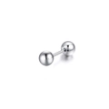 Sleek silver stainless steel barbell stud earring with polished balls and threaded needle - Double Ball Style / 1 Piece / Steel