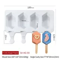 4-vaks zeshoekige witte siliconen ijsvorm met houten stokjes voor DIY desserts - 4 Holtes Zeshoekpatroon