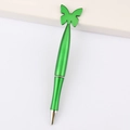 Elegant green ballpoint pen featuring a unique butterfly shaped top with metallic finish - Butterfly / Green