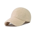 Minimalistische beige baseballpet van sherpa fleece met zachte lamswoltextuur voor winter - Verstelbaar / Beige