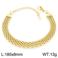 Goldenes geflochtenes Edelstahlarmband mit Karabinerverschluss und Verlängerungskette - Gewebter Mesh-Stil(KB204370-ZCG) / Breite Version(180x8mm) / Gold