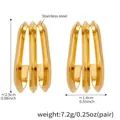 Macro detail of triple-layered 18k gold plated stainless steel hollow heart earrings - Three-layer Streamlined Style (F866) / Gold