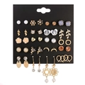 20 Paar Vintage-Blumen- und Schleifen-Ohrstecker mit Straßsteinen und Kunstperlen - E0435-1 (20 Paar Set - Exquisite Strass & Emaille)