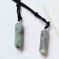 Colgante de piedra natural gris hexagonal con collar de cordón trenzado negro - Piedra Natural de Un Solo Color / Labradorita