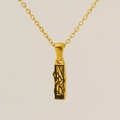 Gold-plated stainless steel bark texture necklace with black letter pendant detail - Gold Letter I