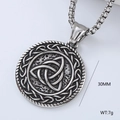 Silver Nordic Viking triangle amulet necklace with Celtic knot pendant for men - Celtic Triangle Knot Round Style (Style 1)