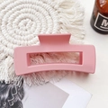 Detail view of a matte pink rectangular hair claw clip on an aesthetic ins-style background - Large Matte Square Claw-Girl Pink