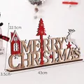 Decorazione natalizia in legno Merry Christmas con renna rossa e albero, 43x22,5cm - Ornamento da Scrivania della Renna di Buon Natale