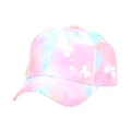 Kids colorful tie-dye baseball cap with butterfly and heart prints for sun protection - 52-54cm / Tie-dye Gradient Butterfly Heart Print (C)