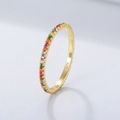 Gold plated S925 sterling silver eternity ring featuring colorful pave zircon stones - US 5 / Multicolor