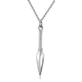 Silver hip hop long necklace featuring a sharp spearhead pendant in polished alloy - Silver Sword + 60cm Chain