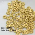 5.5mm gold flower spacer beads with 1.5mm hole for DIY jewelry making supplies - 08 (5.5mm Flower Spacer Bead)
