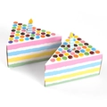 Pink rainbow layer triangular cake gift box with blue striped candle paper topper - Colorful Polka Dots / 14.5*11*7.5cm